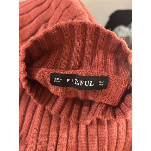 Zaful Sweater Women’s Cropped Mock Neck Ribbed Knit Pullover Stretch One Size - Picture 2 of 5